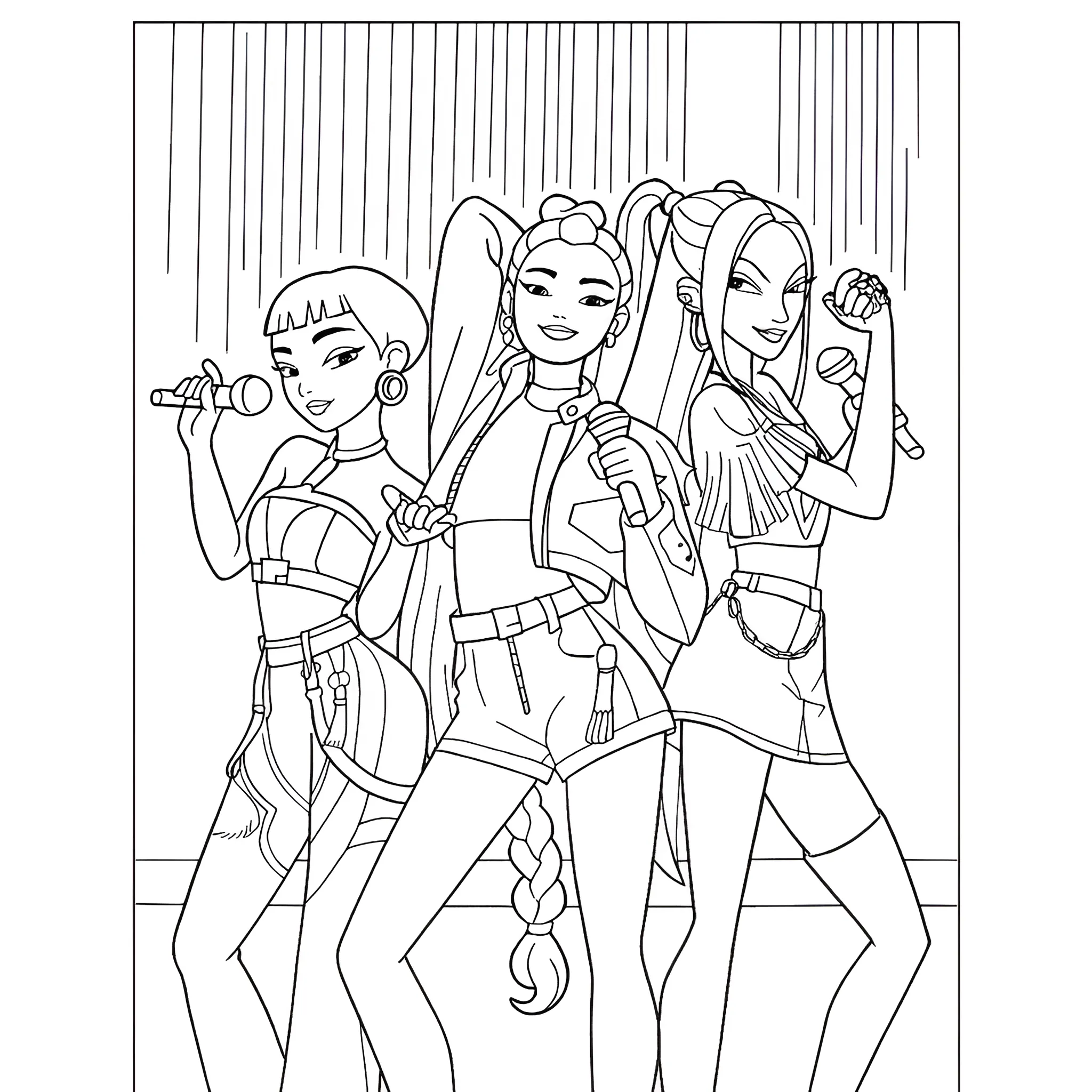 KPop Demon Hunters11 para colorear para imprimir kawaii