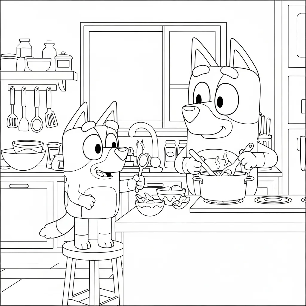 Bluey de niño para colorear para imprimir