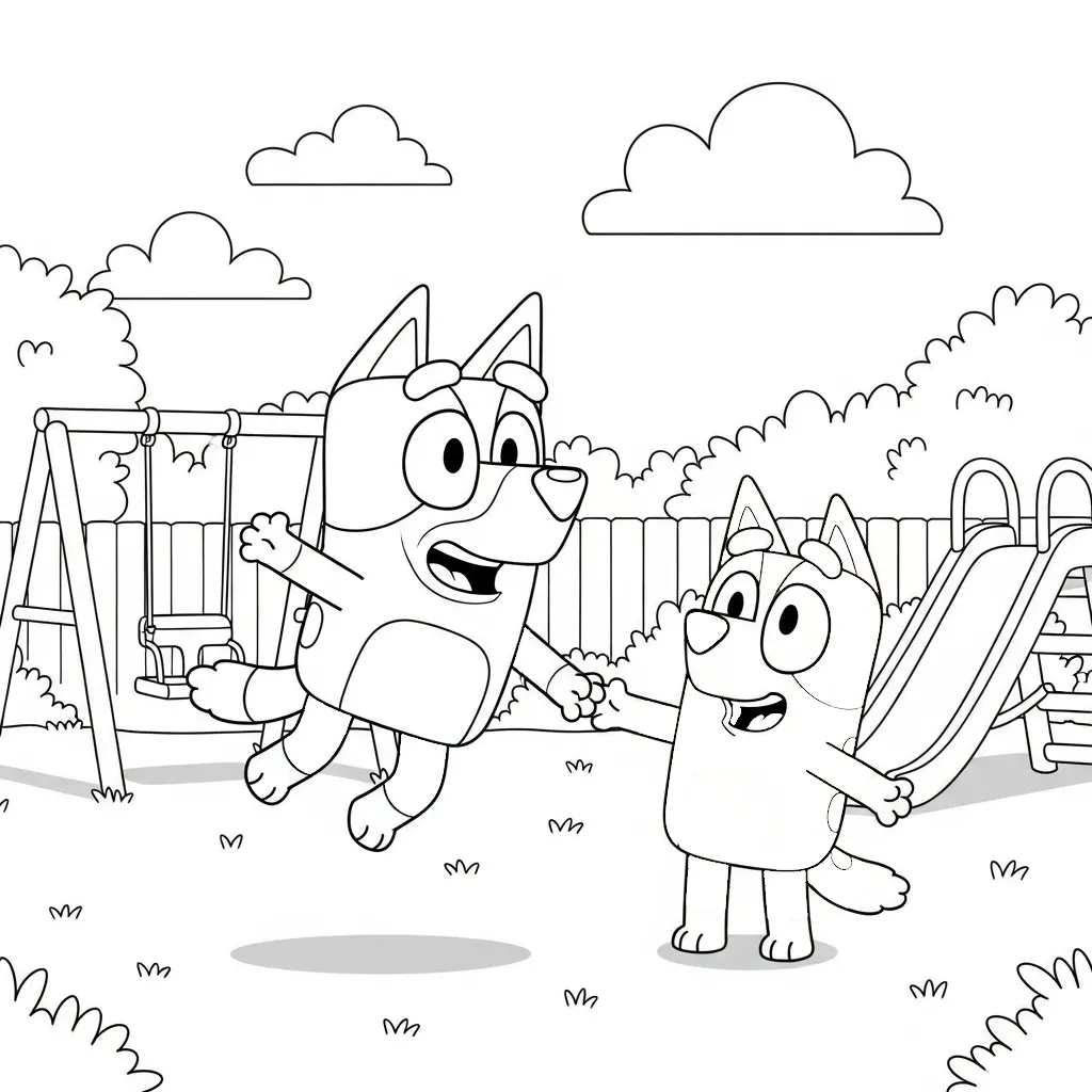 Bluey para colorear para imprimir pdf gratis