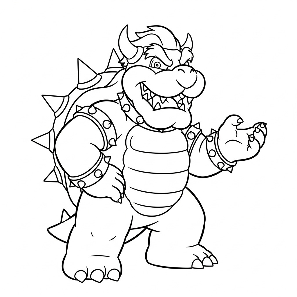 easy cute Bowser updated 1 coloring pages
