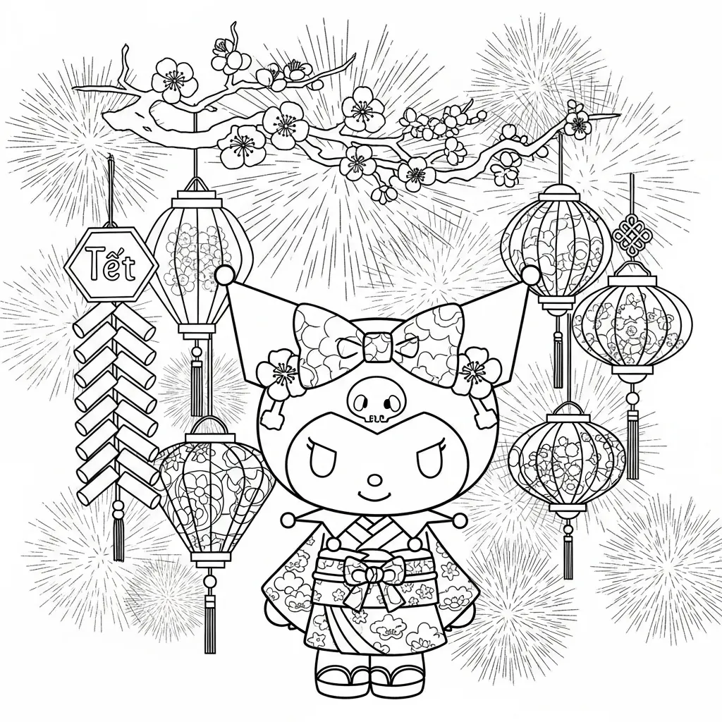 Kuromi para colorear gratis en línea