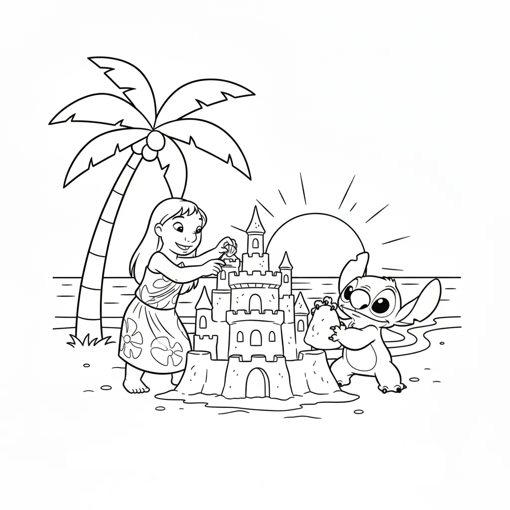 Lilo y Stitch10 para colorear en línea para niño