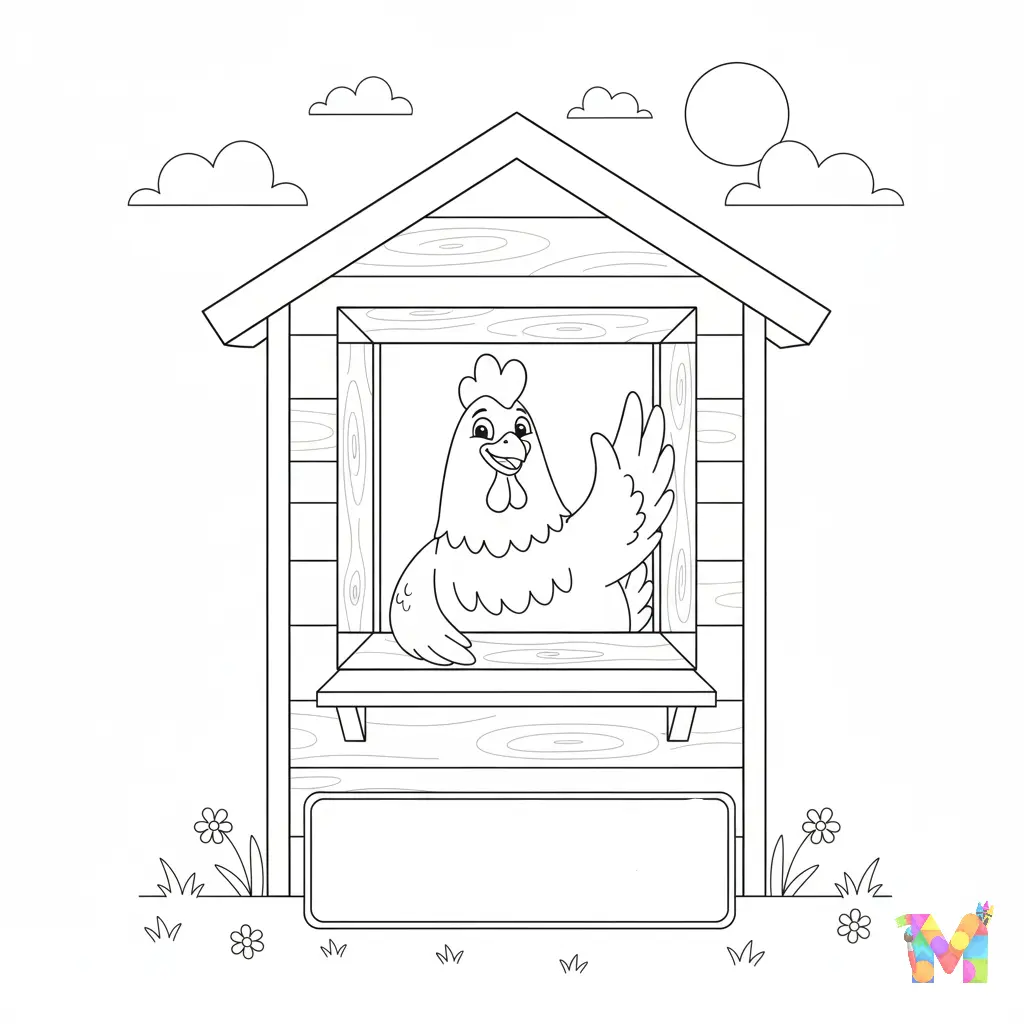 Pollo para colorear y dibujo para imprimir