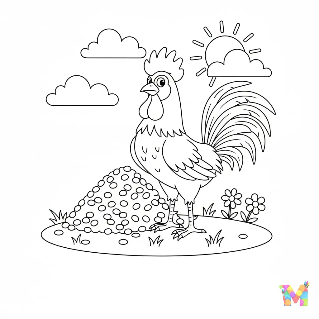 Pollo Colorearm6 para colorear para niños para imprimir