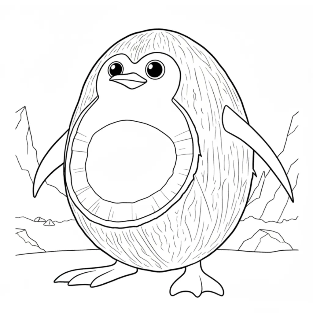 Penguino Cocosino 5 para colorear y recortar para imprimir