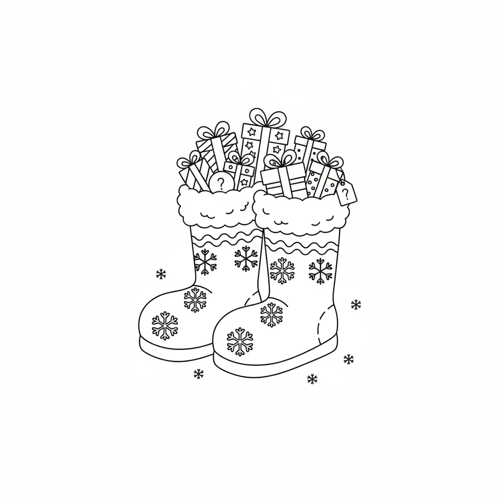 Botas Navideñas 14 para colorear para imprimir para niño de 4 años