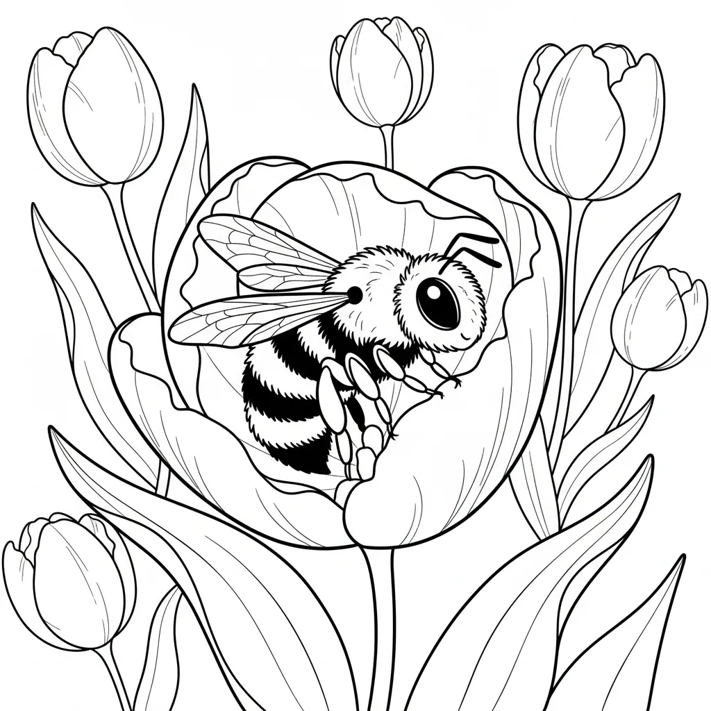 Abeja para colorear y recortar para imprimir