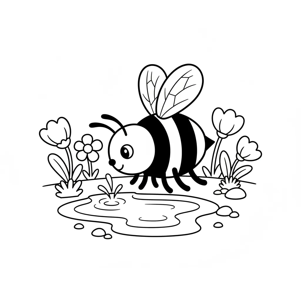 Abeja para colorear para imprimir para niño de 2 años