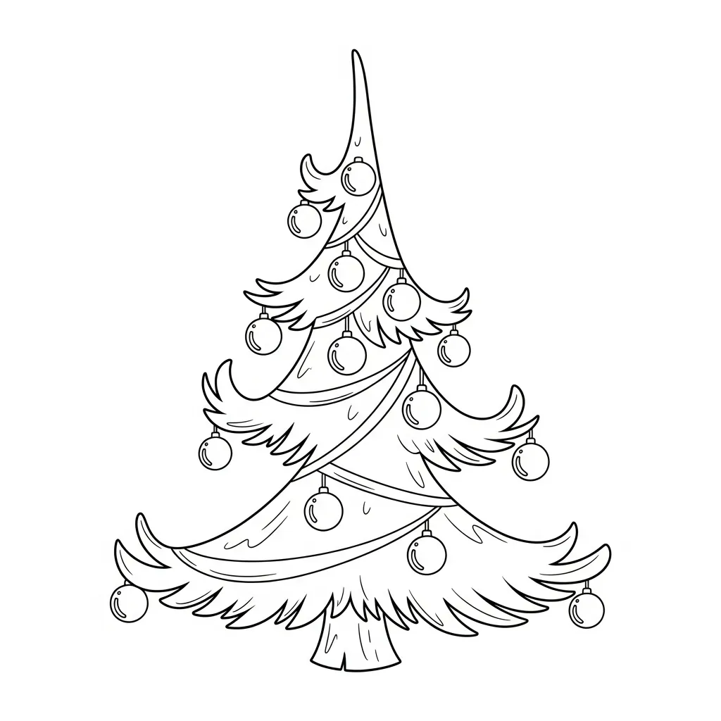 Árboles de Navidad para colorear para imprimir kawaii