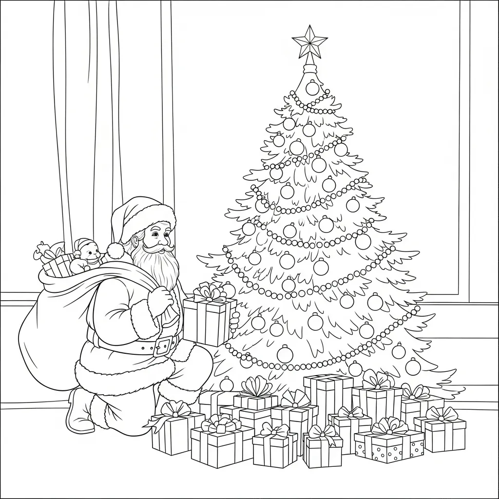 Árboles de Navidad para colorear educativo para niño