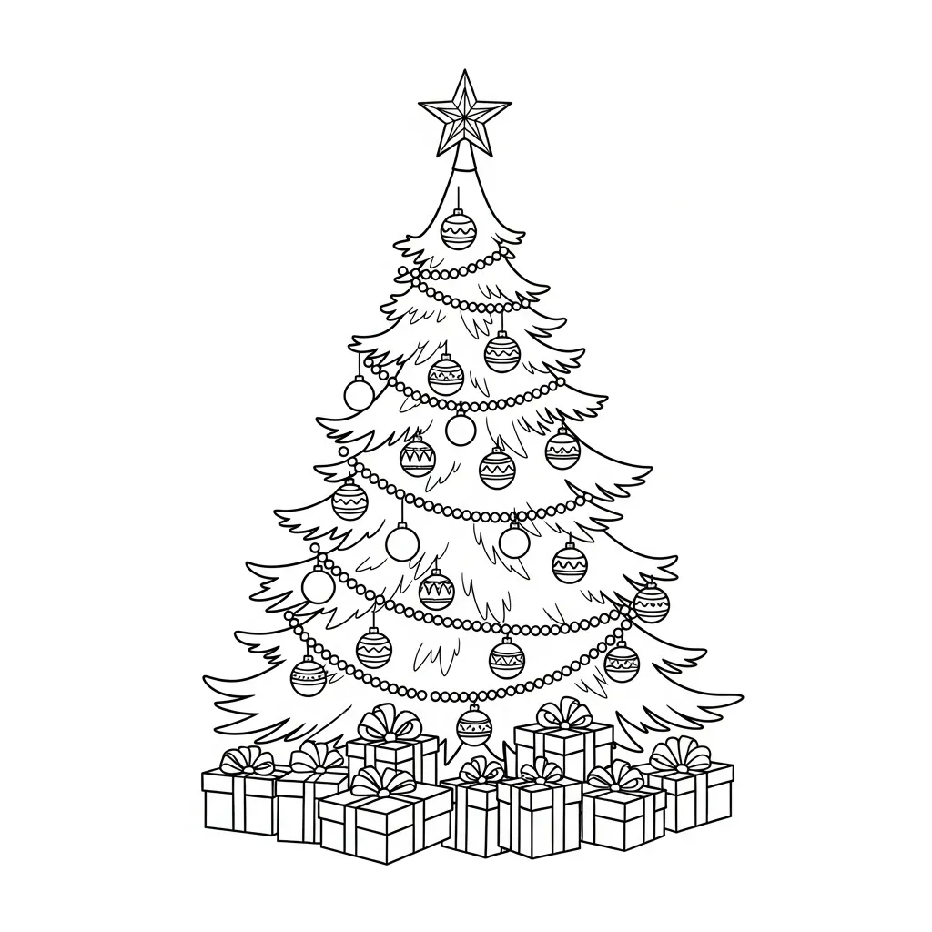 imagen de Árboles de Navidad para colorear para niño