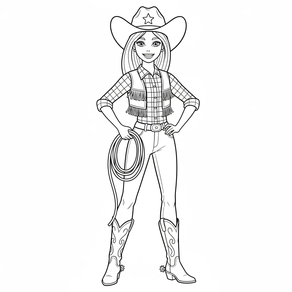 Barbie para colorear y recortar 1