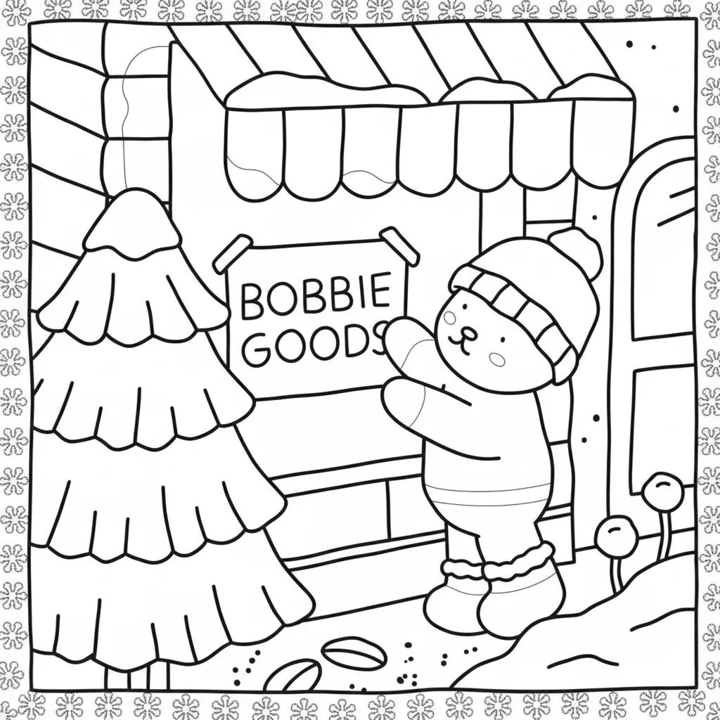 Bobbie Goods De Navidad para colorear para imprimir para niño de 3 años