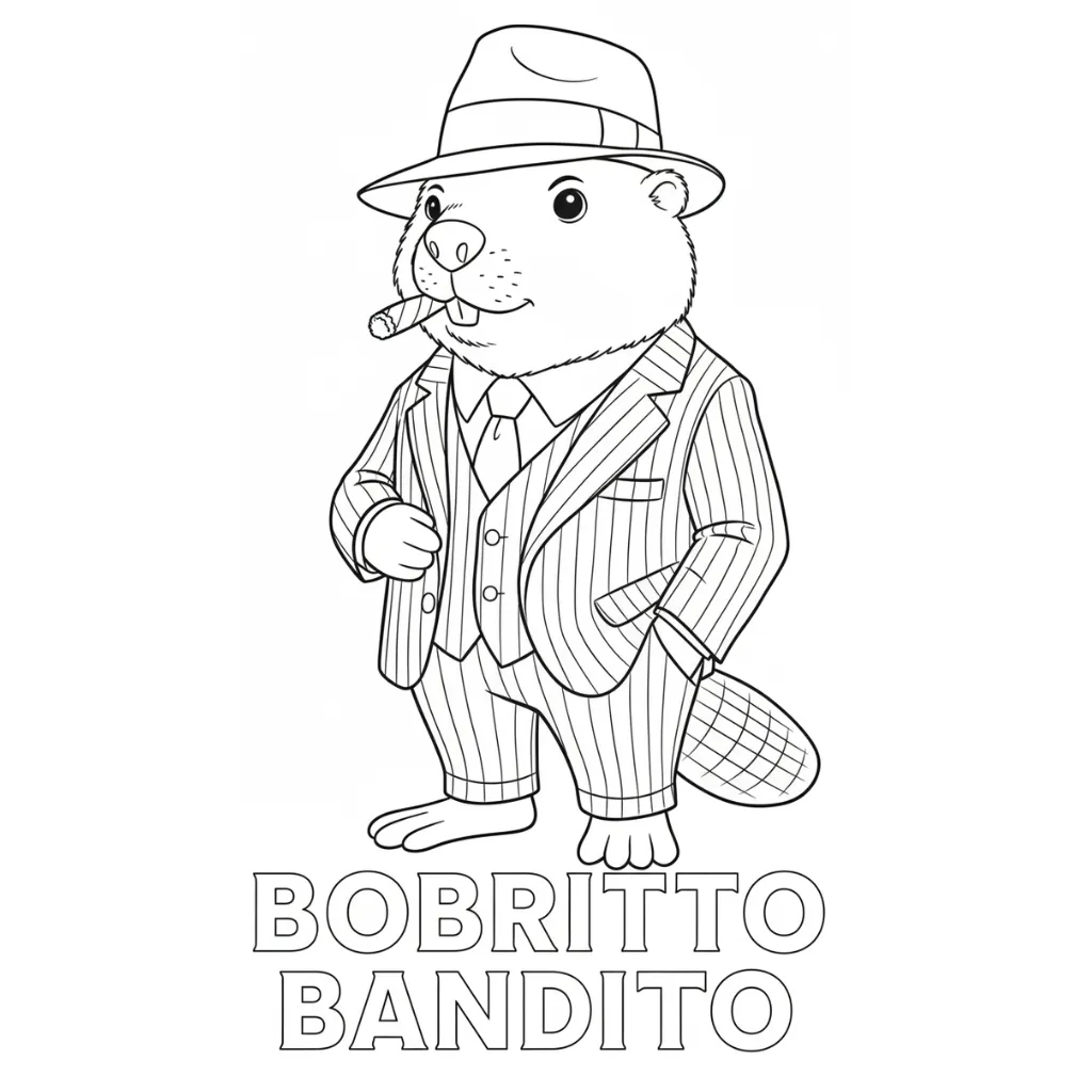 Bobrito Bandito4 para colorear para niño de 7 años