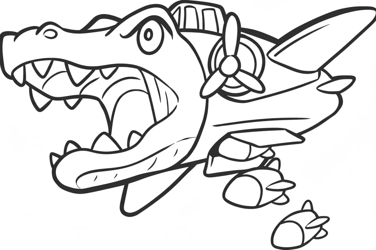Bombardiro Crocodilo para colorear para niño para imprimir 1