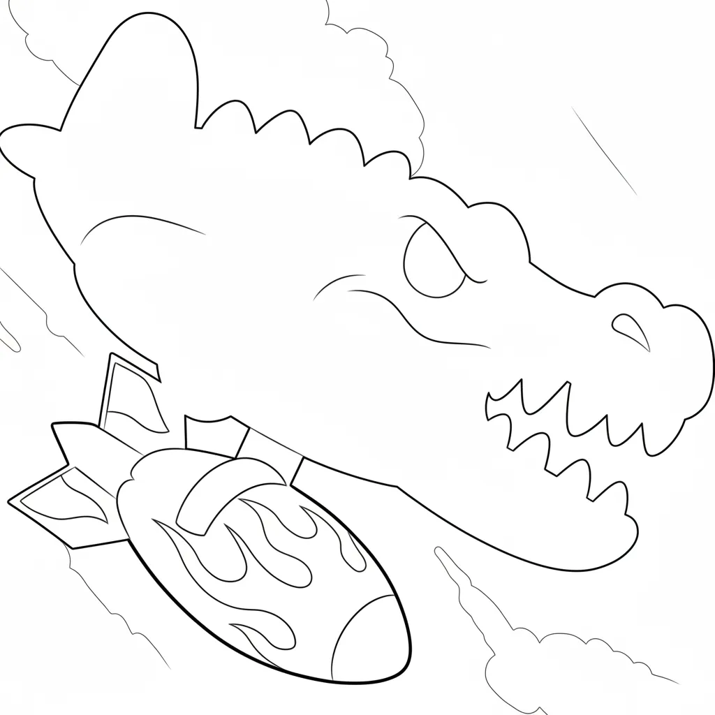 imagen de Bombardiro Crocodilo para colorear para niño