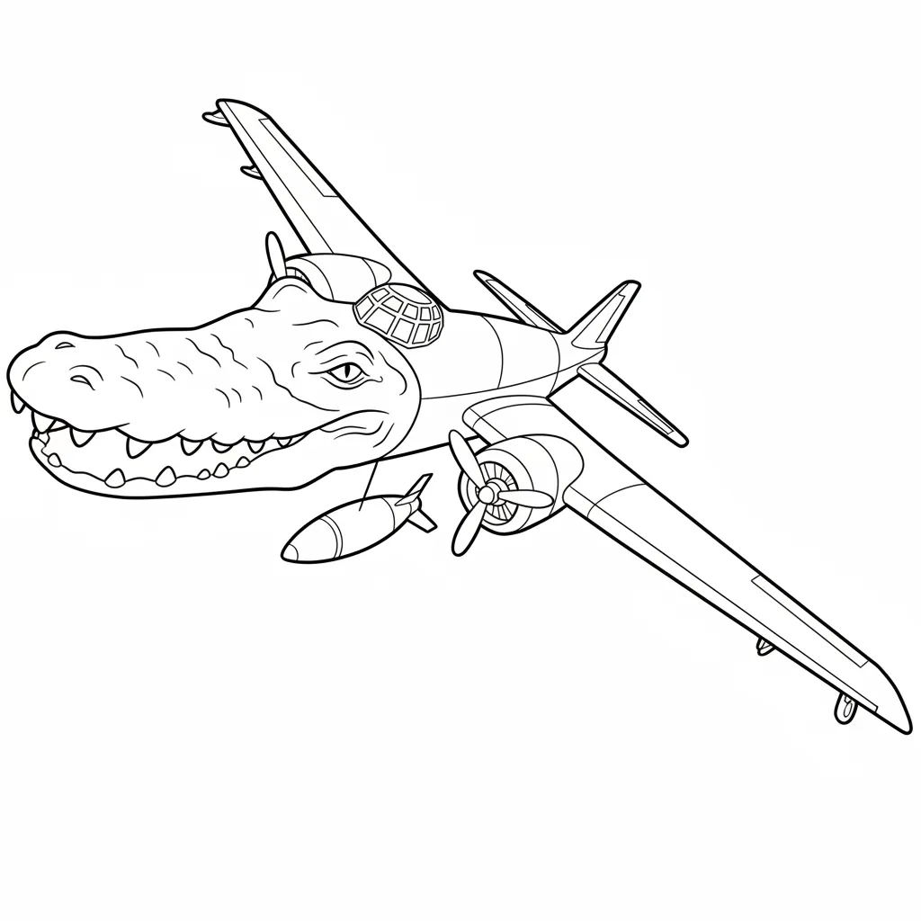 Bombardiro Crocodilo para colorear para imprimir para niño de 3 años