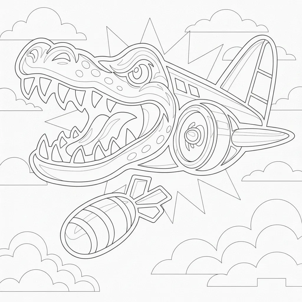 Bombardiro Crocodilo para colorear para imprimir para niños