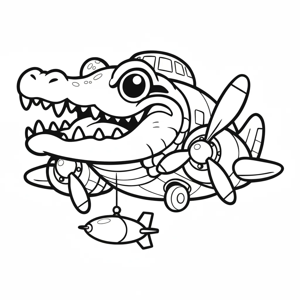 Bombardiro Crocodilo para colorear para niño para imprimir