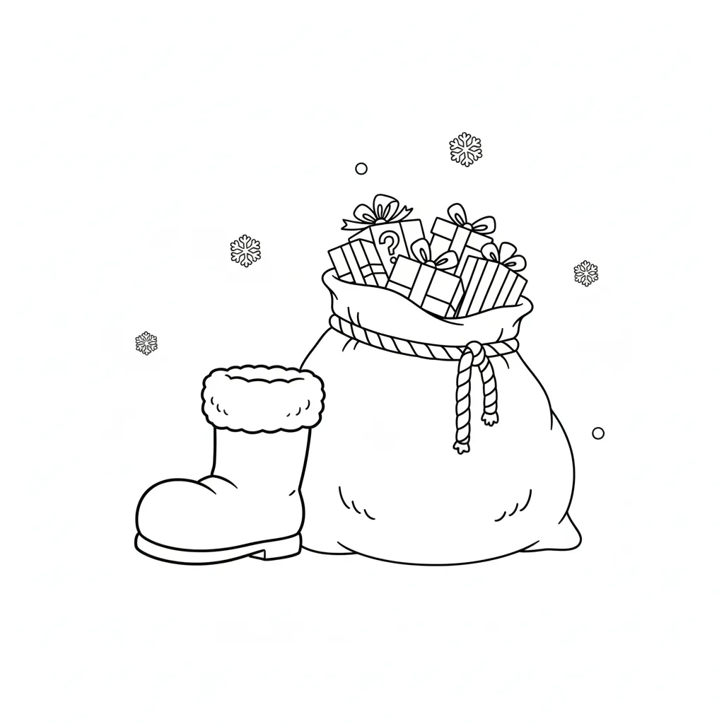 Botas Navideñas 1 para colorear para niño de 4 años