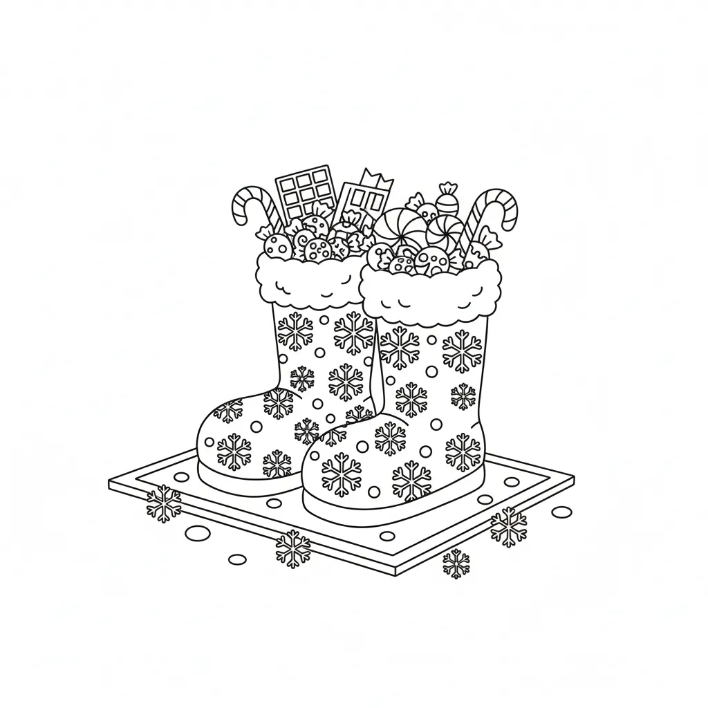 Botas Navideñas 16 para colorear para niño de 5 años