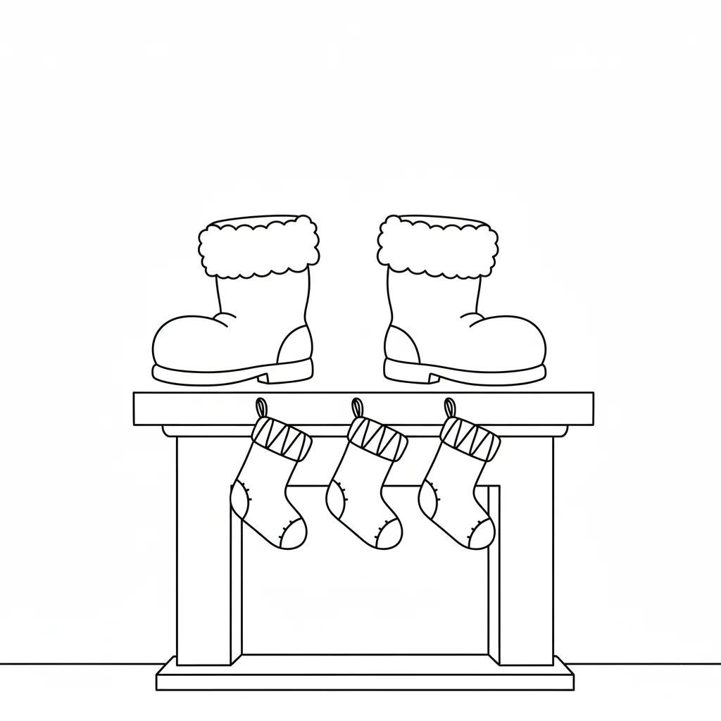 imprimir Botas Navideñas 17 para colorear para niño