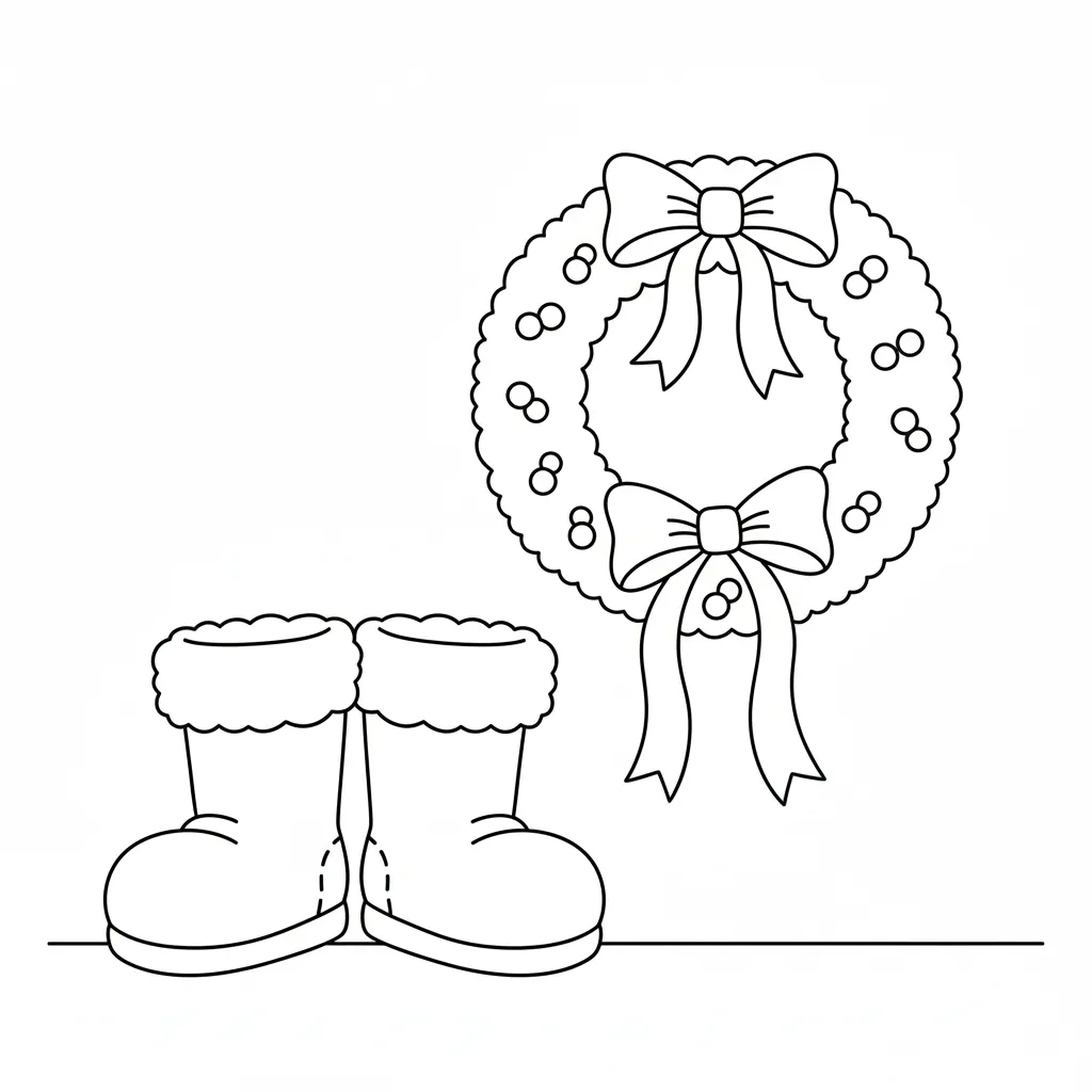 Botas Navideñas 5 para colorear y dibujo para imprimir