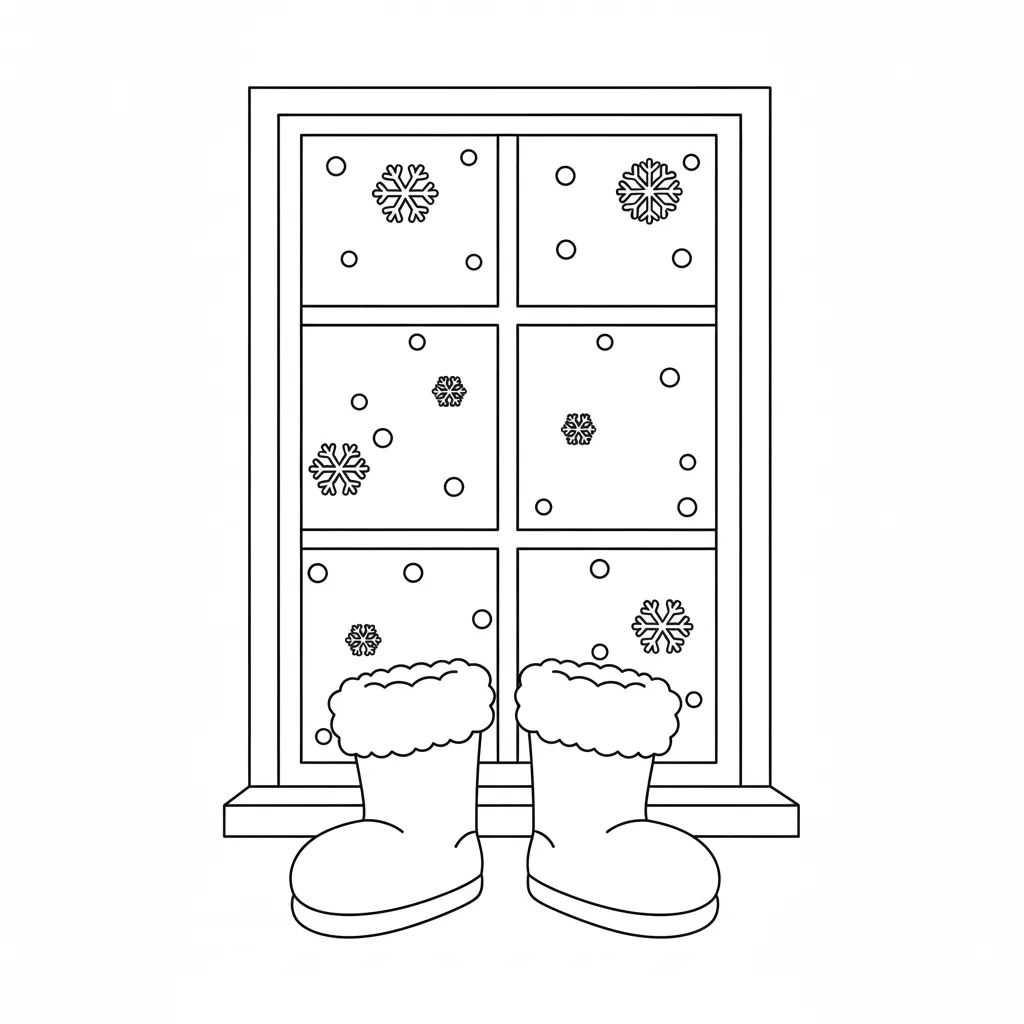 Botas Navideñas 6 para colorear y recortar para imprimir