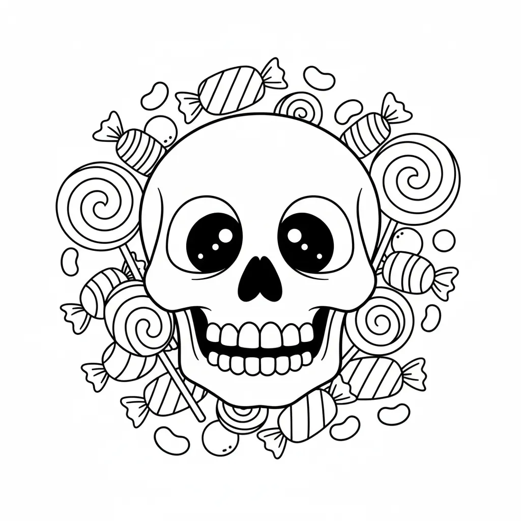 Calavera 16 para colorear y dibujo para imprimir
