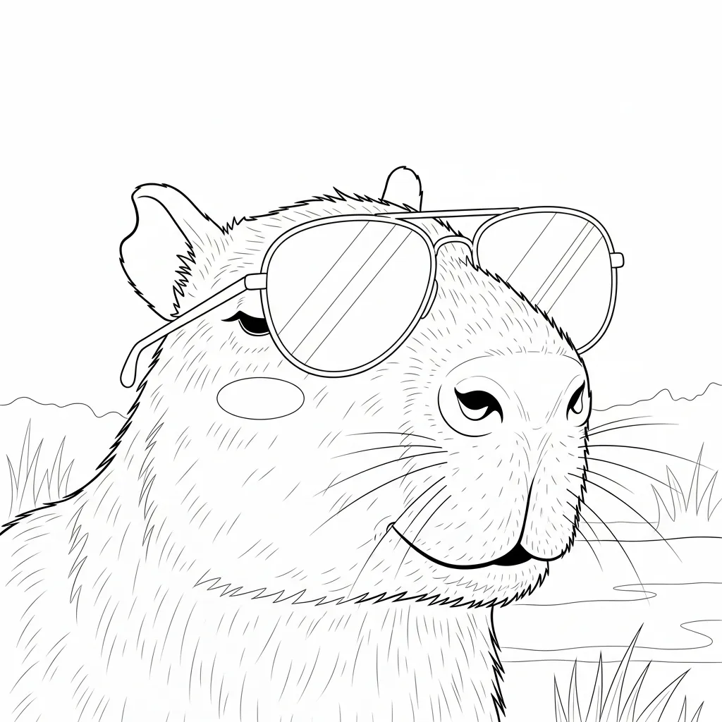 imprimir Capibara para colorear para niño 1