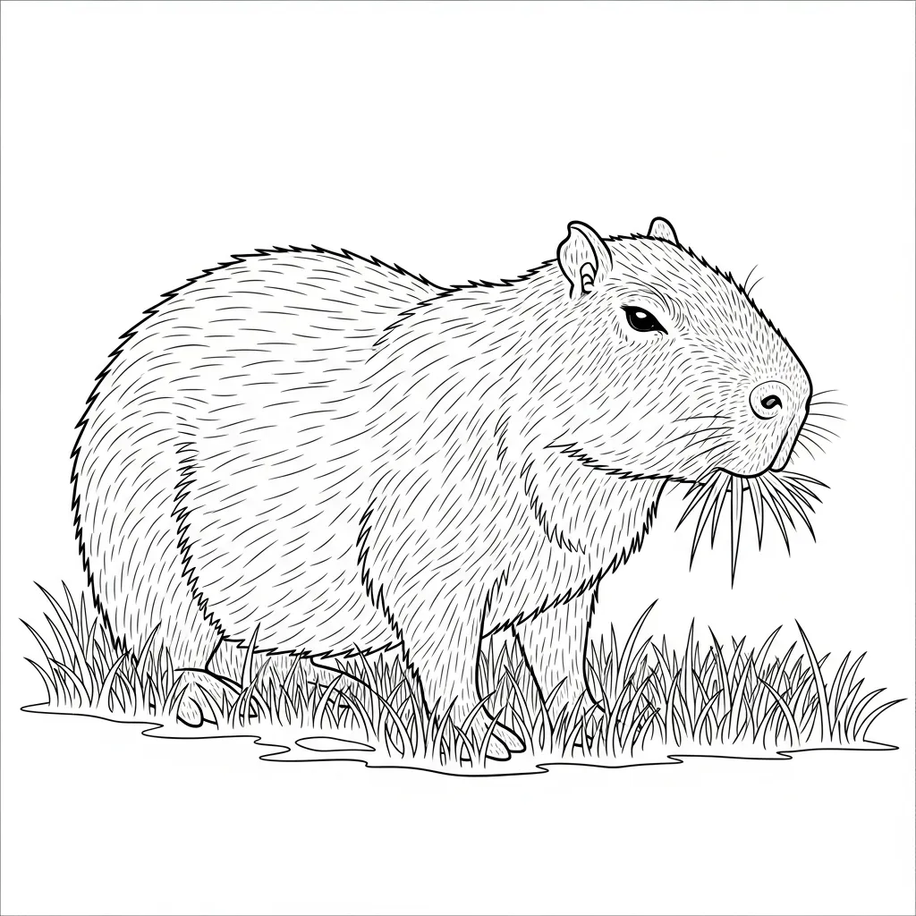 imprimir Capibara para colorear para niño