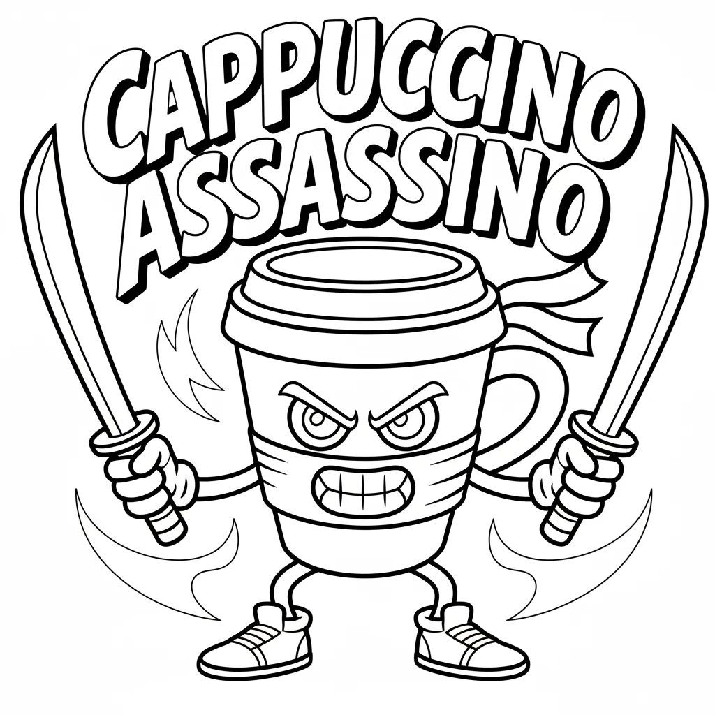 Cappuccino Assassino para colorear para imprimir para niño de 2 años