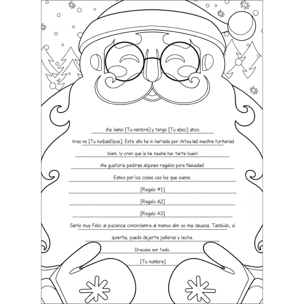 Carta A Papá Noel 15 para colorear para imprimir pdf gratis