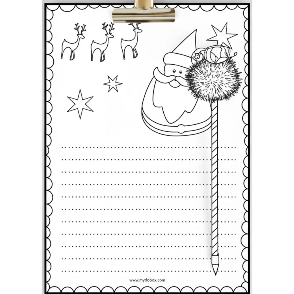 Carta A Papá Noel 3 para colorear para niño de 4 años