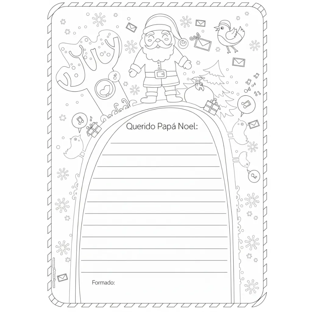 Carta A Papá Noel 7 para colorear para imprimir gratis