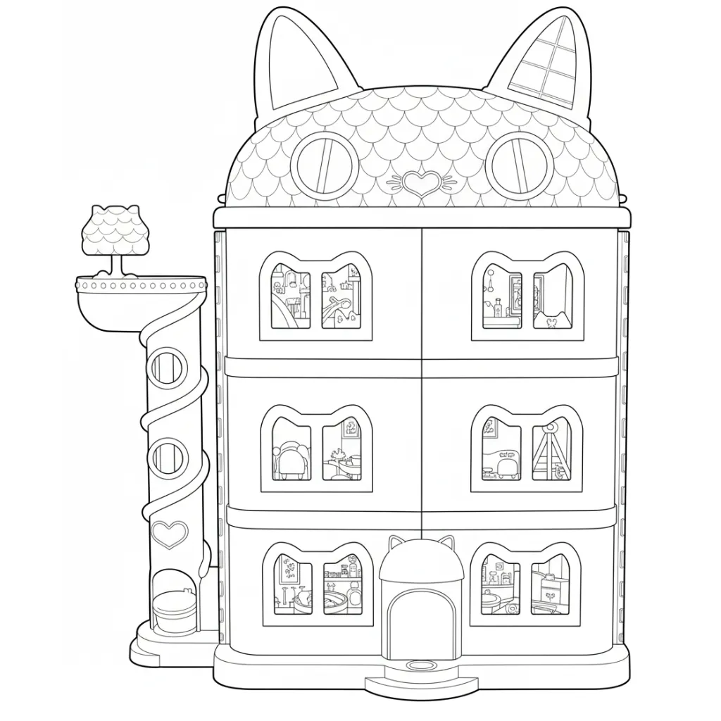 Casa de Muñecas de Gabby 17 para colorear en línea para niño