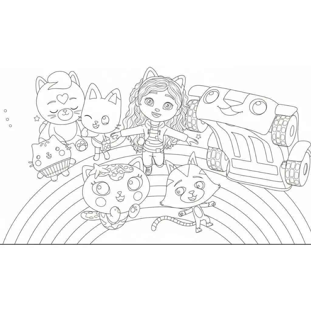 Casa de Muñecas de Gabby 21 para colorear para niños para imprimir