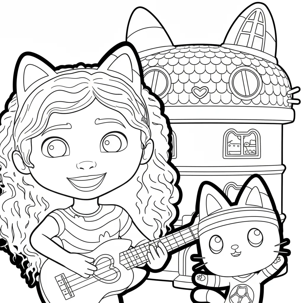Casa de Muñecas de Gabby 9 para colorear para imprimir para niño de 4 años