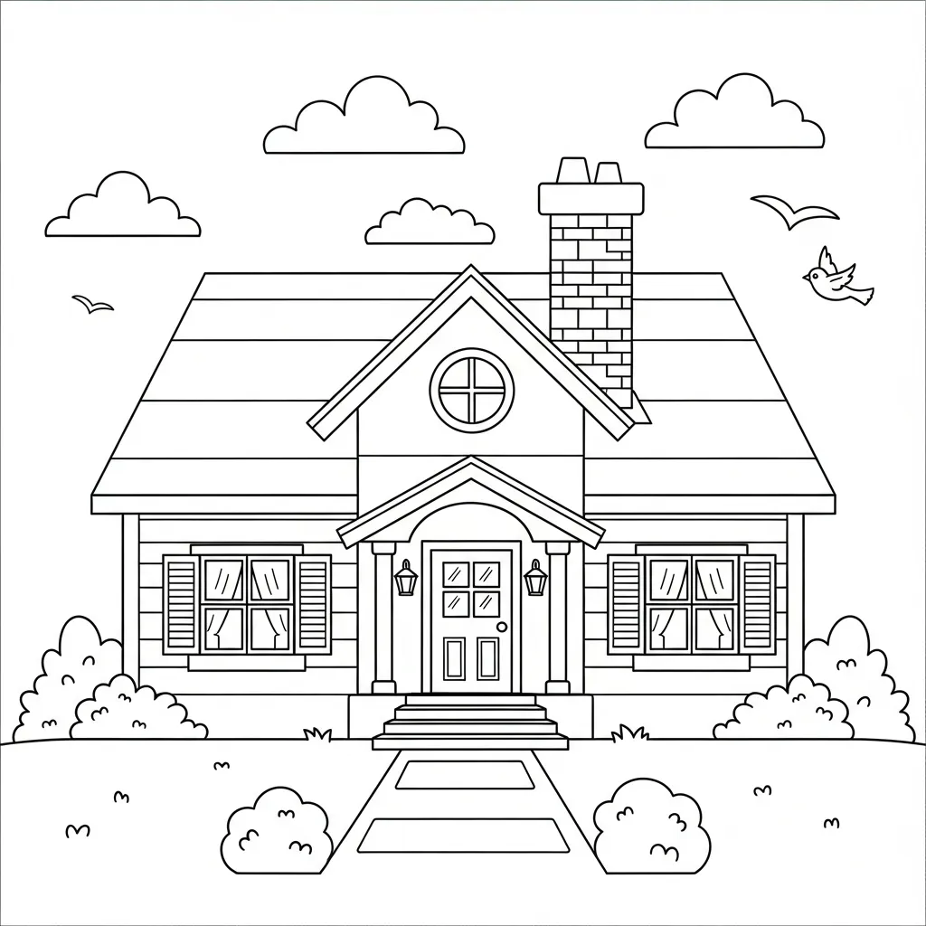 Casas para colorear para niño gratis