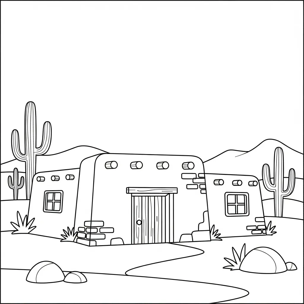 imagen para colorear Casas niño