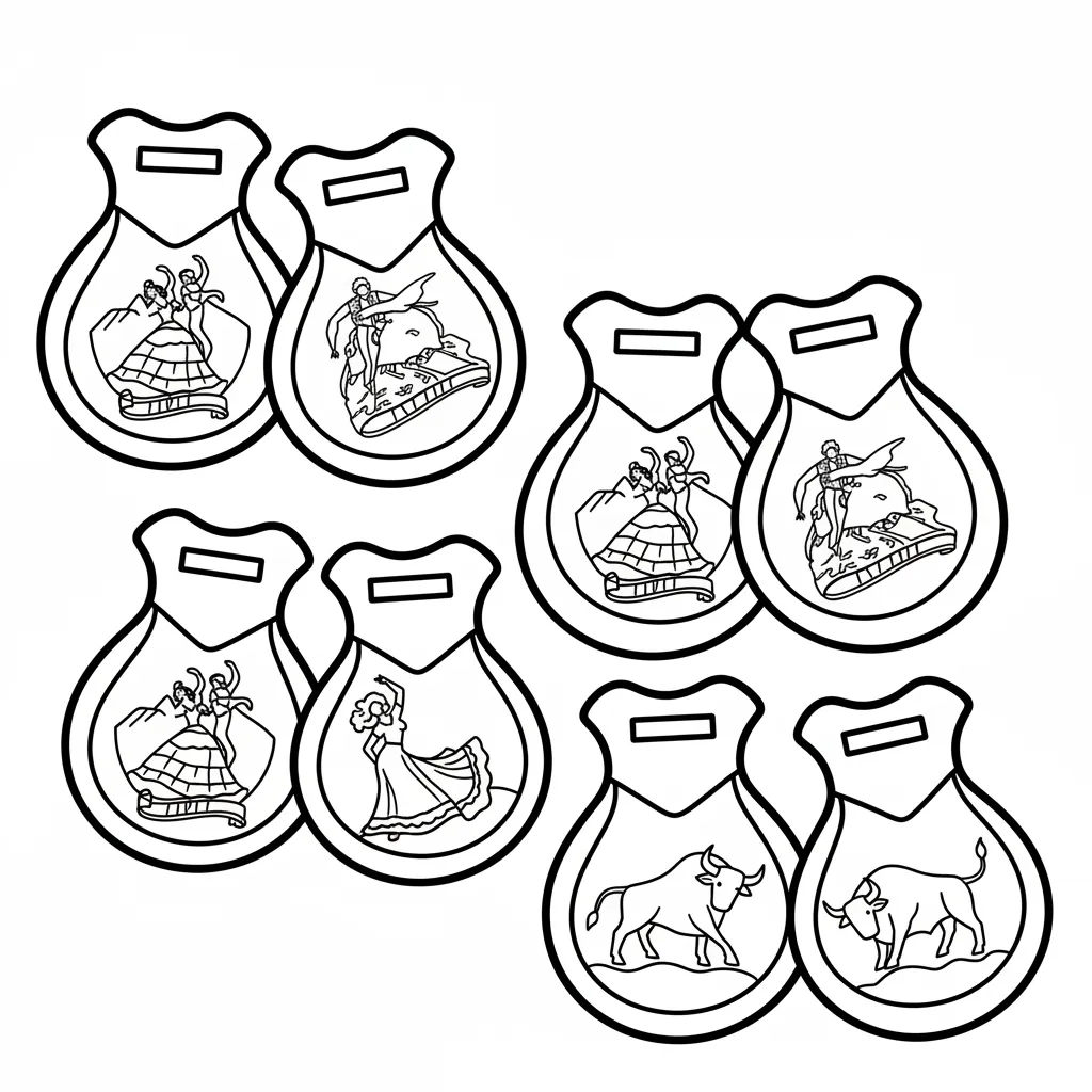 Castañuelas 3 para colorear para imprimir para niño de 4 años