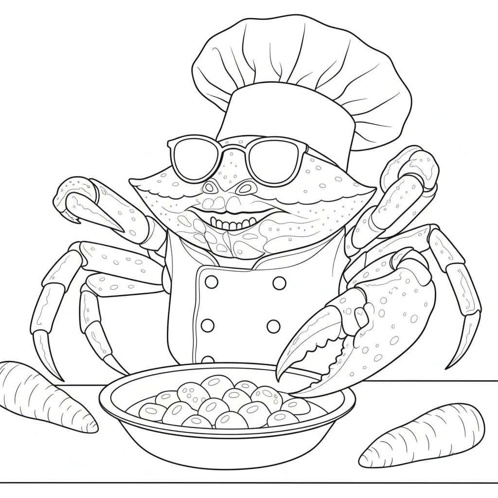 Chef Crabracadabra para colorear para niño de 4 años