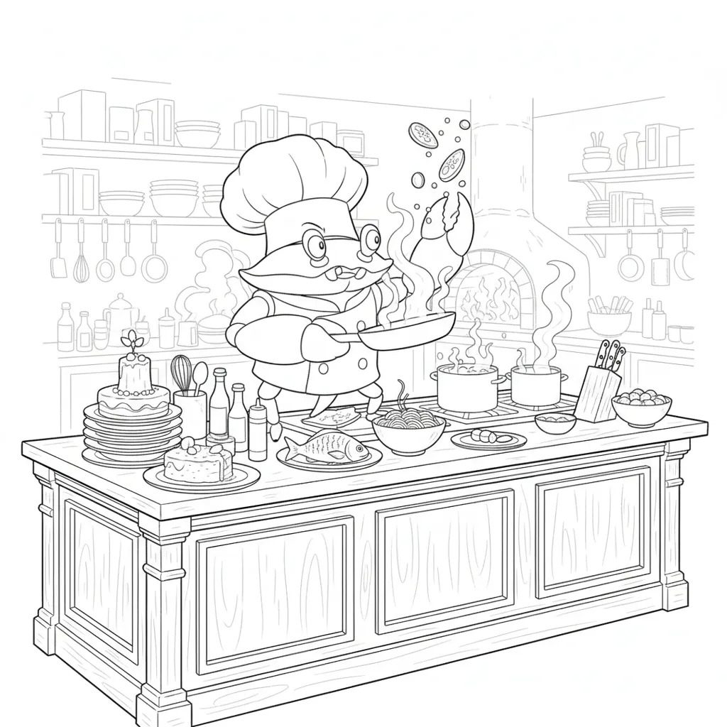 imagen para colorear Chef Crabracadabra niño 1