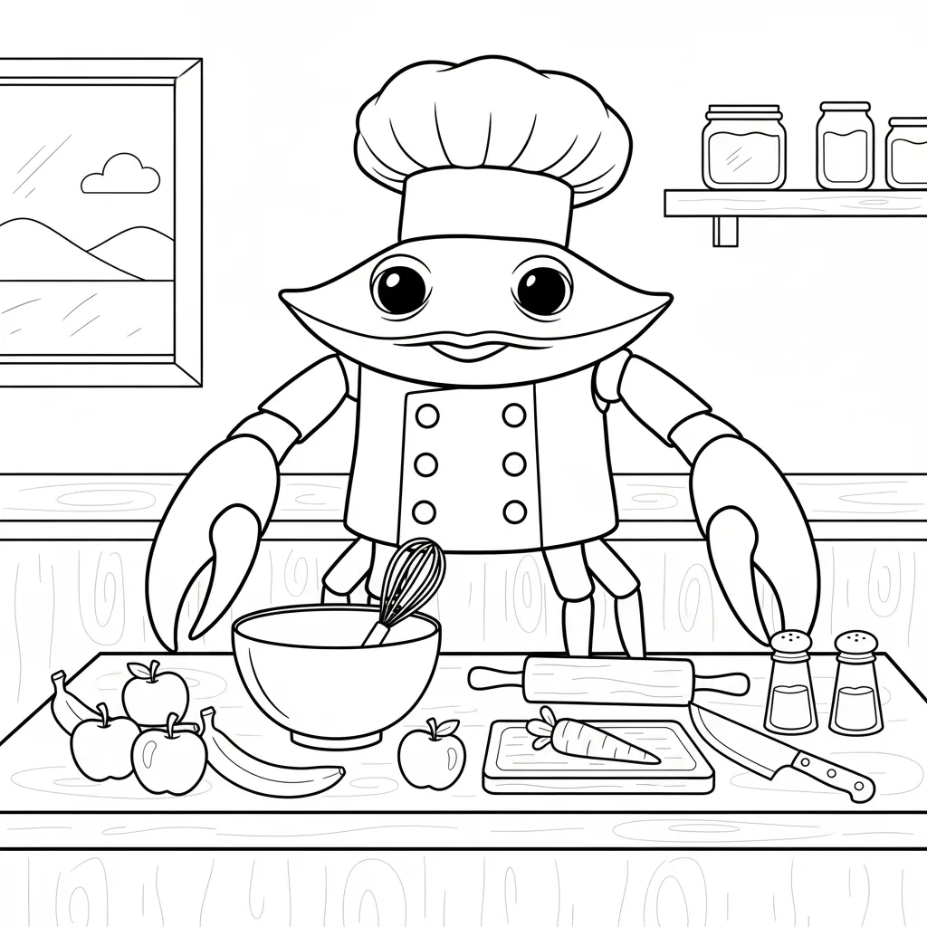 Chef Crabracadabra para colorear de para niños 1