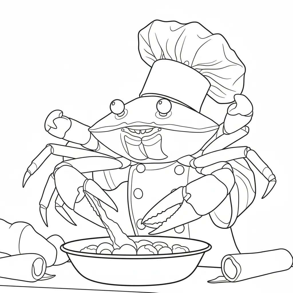 Chef Crabracadabra para colorear para imprimir gratis 1