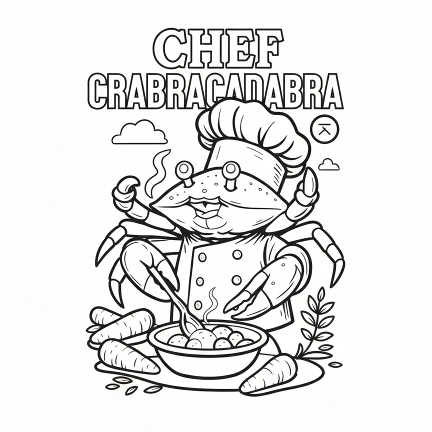 imagen de Chef Crabracadabra para colorear para niño