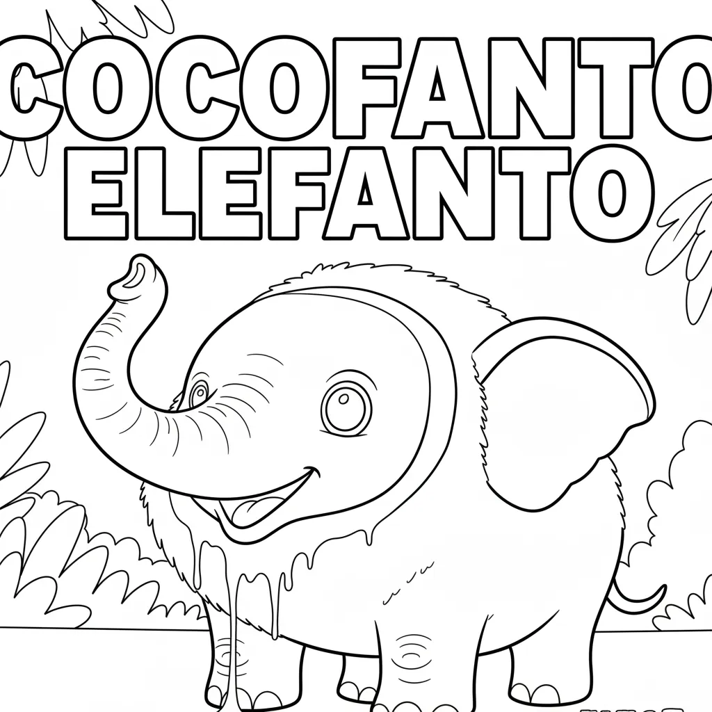 Cocofanto Elefanto para colorear para niños para imprimir gratis