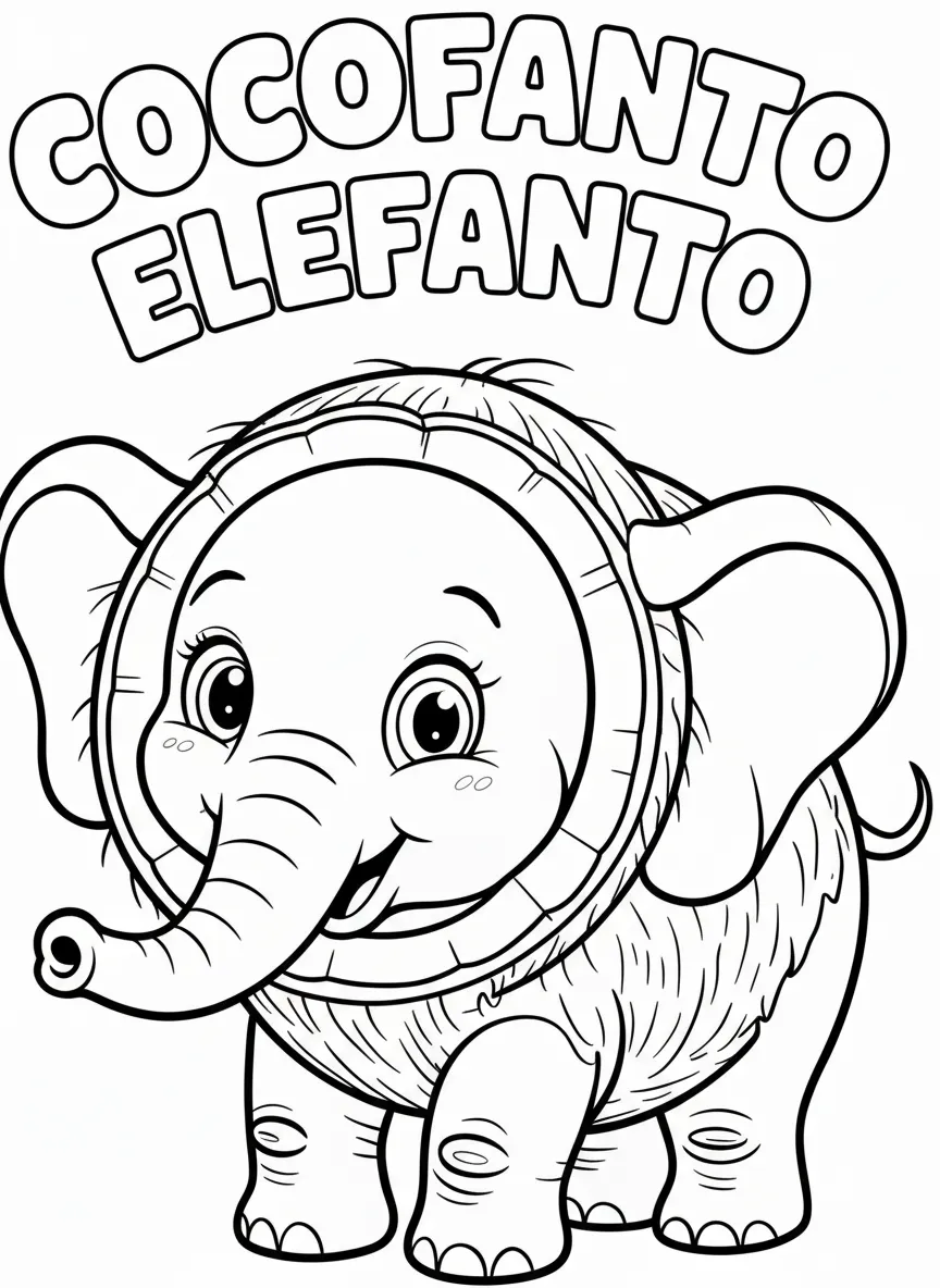 Cocofanto Elefanto para colorear para niño para imprimir gratis