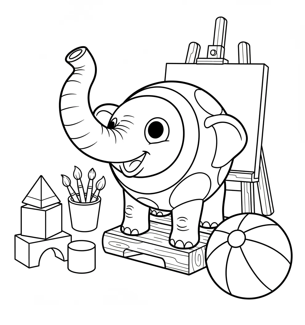 Cocofanto Elefanto para colorear para imprimir para niño de 6 años