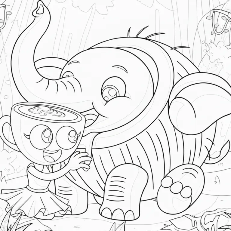 Cocofanto Elefanto para colorear gratis para imprimir